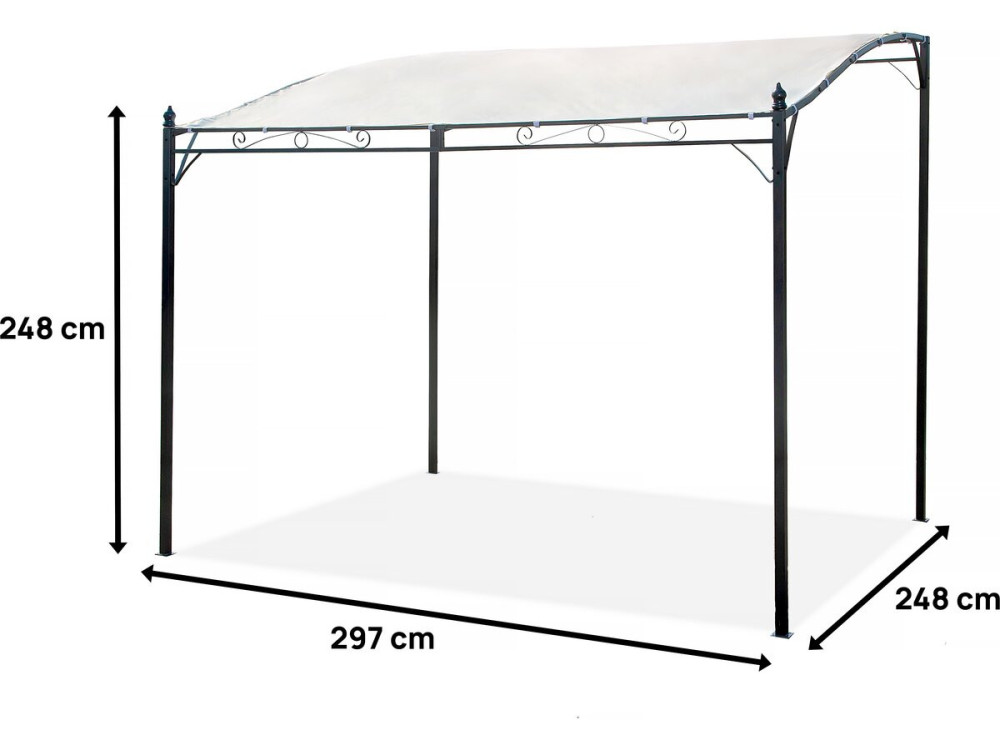 Pergola inclinée en métal - 3 x 2,5 m - Beige