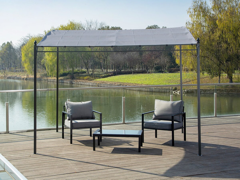 Pergola adossée inclinée en métal - 3 x 2.5 m - Gris