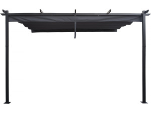 Pergola adossée en aluminium avec toit rétractable-  3 x 4 m -  Gris