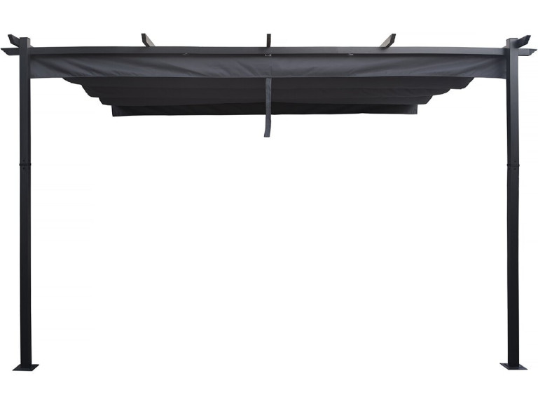 Pergola adossée en aluminium avec toit rétractable-  3 x 4 m -  Gris