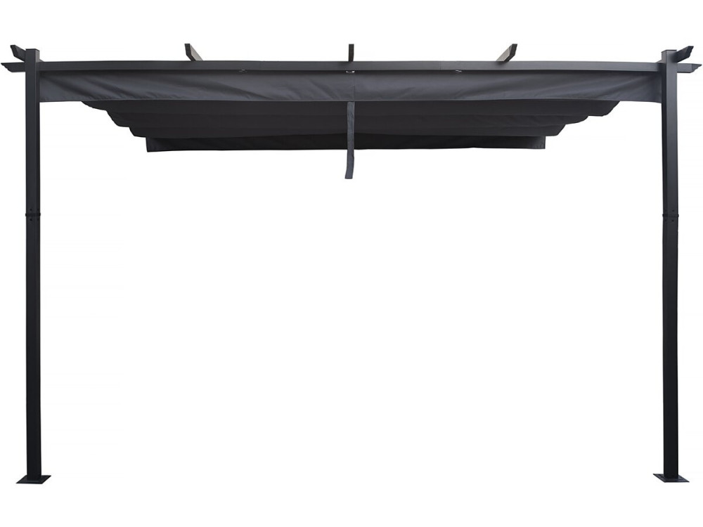 Pergola adossée en aluminium avec toit rétractable-  3 x 4 m -  Gris