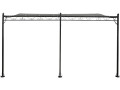 Pergola tonnelle adossée en métal - 3 x 4 m - Beige - Gris