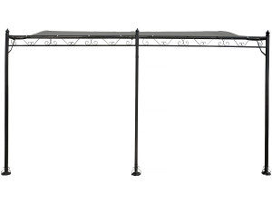Pergola tonnelle adossée en métal - 3 x 4 m - Gris