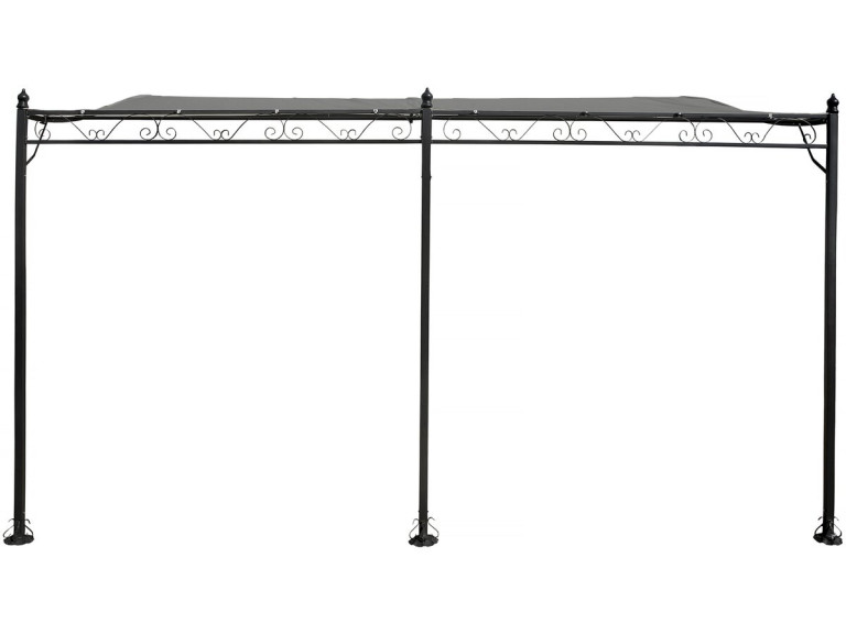 Pergola tonnelle adossée en métal - 3 x 4 m - Gris