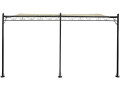Pergola tonnelle adossée en métal - 3 x 4 m - Gris - Beige
