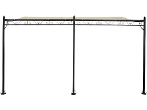 Pergola tonnelle adossée en métal - 3 x 4 m - Beige