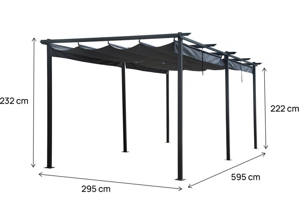 Pergola en métal avec toit rétractable - 3 x 6 m - Anthracite