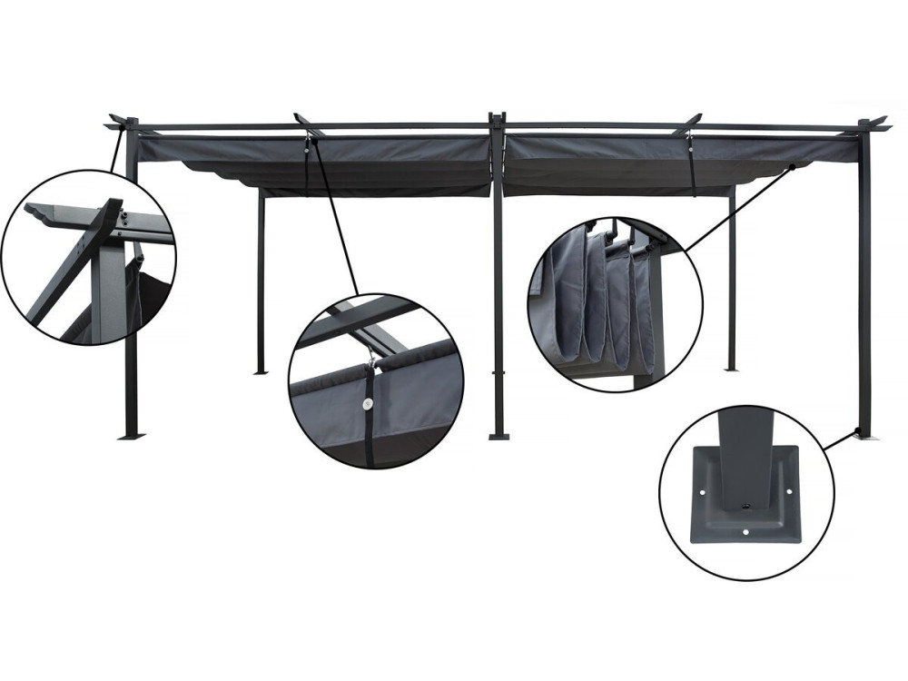 Pergola en métal avec toit rétractable - 3 x 6 m - Anthracite