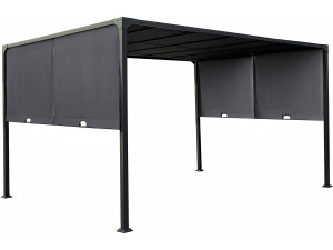 Pergola avec toit coulissant en métal "Courtenay" - 3 x 4 m - Gris