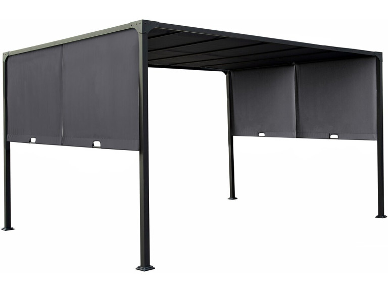 Pergola avec toit coulissant en métal "Courtenay" - 3 x 4 m - Gris