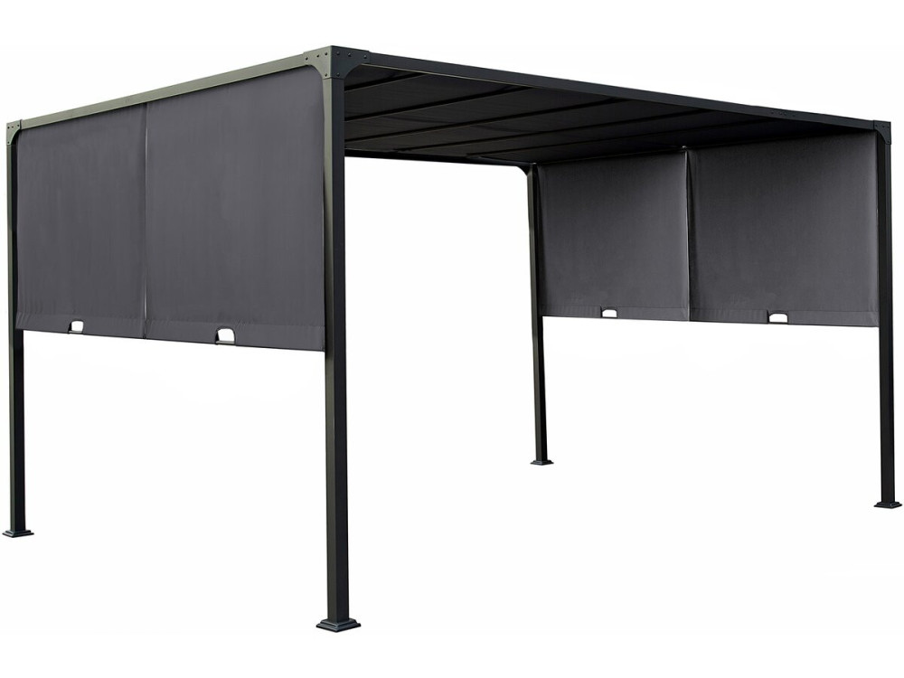 Pergola avec toit coulissant en métal "Courtenay" - 3 x 4 m - Gris
