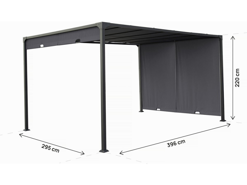 Pergola avec toit coulissant en métal "Courtenay" - 3 x 4 m - Gris
