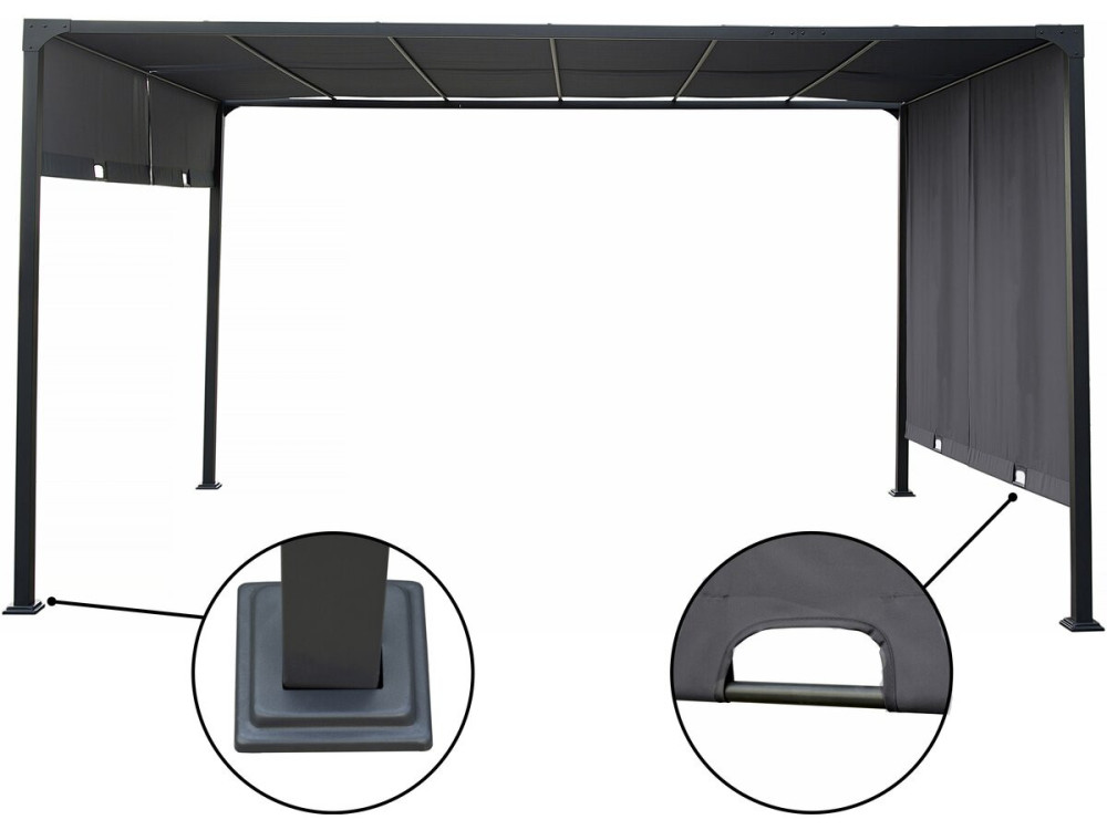 Pergola avec toit coulissant en métal "Courtenay" - 3 x 4 m - Gris