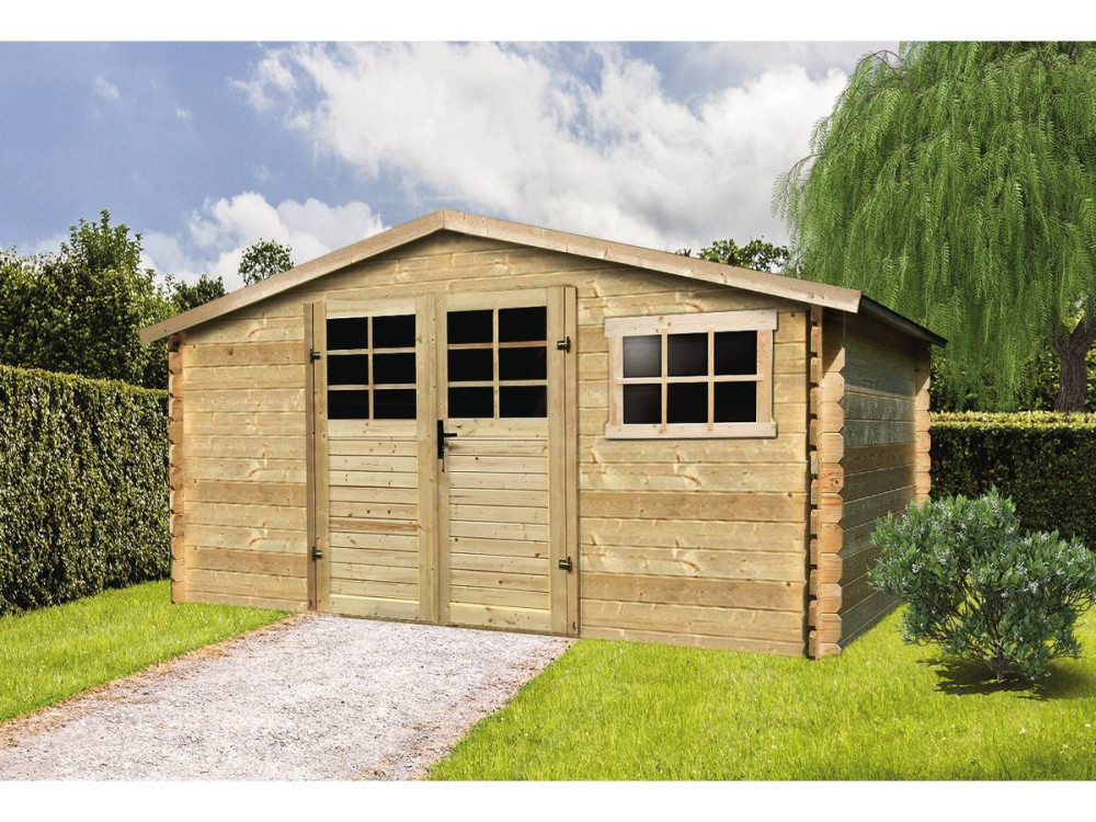 Abri jardin bois traditionnel -  11.56 m2 - 388 x 298 x 218 cm - 28mm
