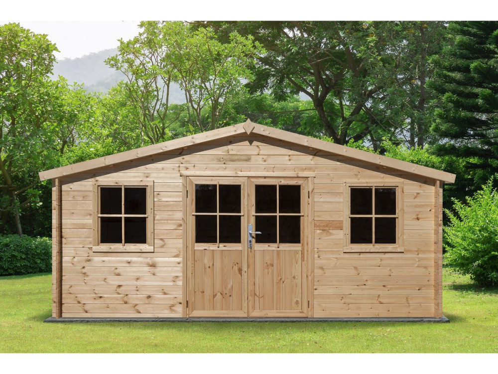 Abri de jardin bois "Alex" - 20.20 m² - 4.80 x 4.00 x 2.39 m - 28 mm