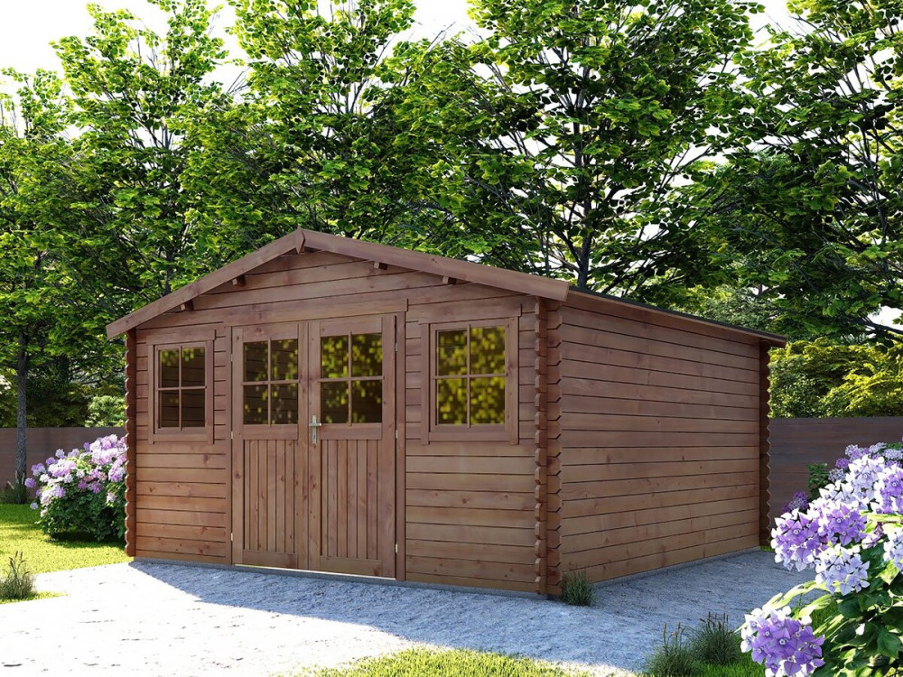 Abri de jardin bois traité autoclave marron "Lormont" - 21,2 m² - 28 mm