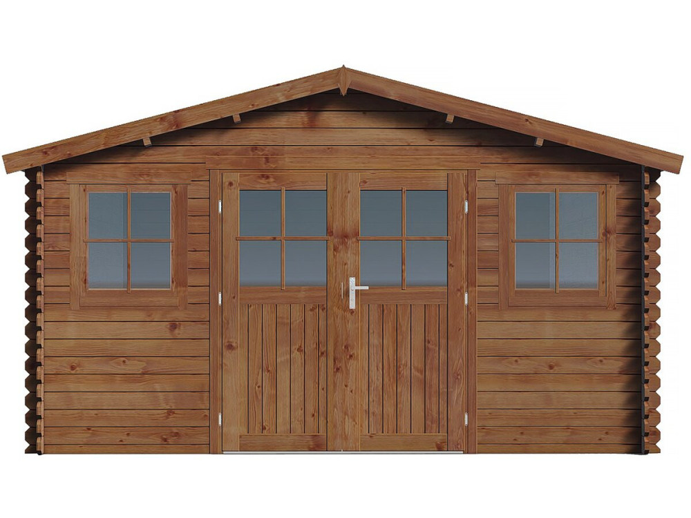 Abri de jardin bois traité autoclave marron "Lormont" - 21,2 m² - 28 mm