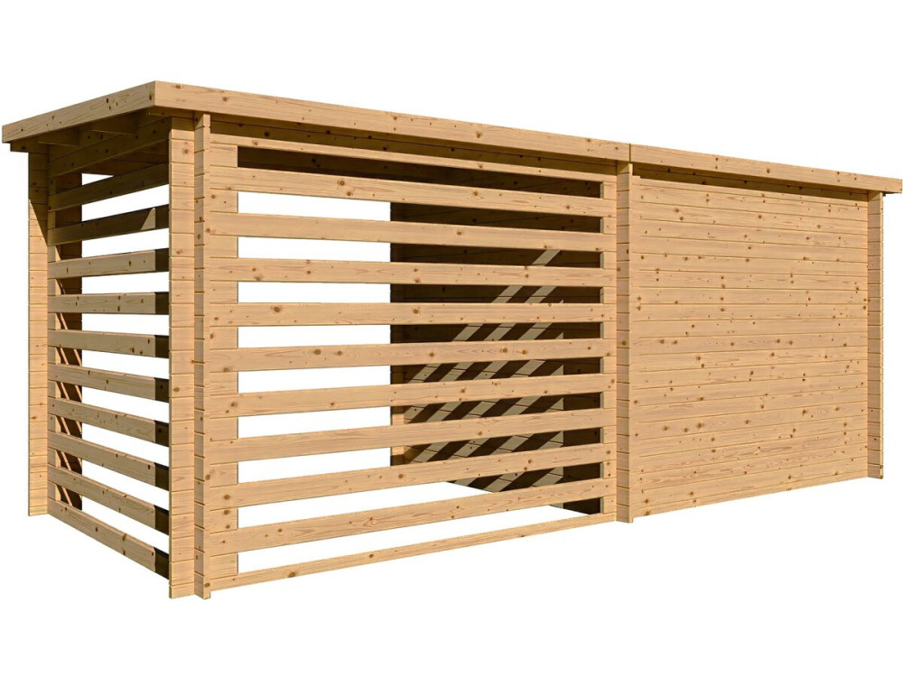 Abri de jardin bois avec appentis "Aureval" - 11m² - 2.24 x 5.01 x 2.07 m - 28 mm