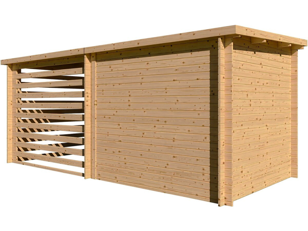 Abri de jardin bois avec appentis "Aureval" - 11m² - 2.24 x 5.01 x 2.07 m - 28 mm