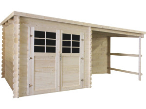 Abri de jardin en bois avec auvent "Montval" - 14 m² - 28 mm