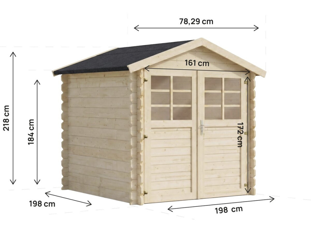 Abri de jardin en bois "Beaumont" - 4.48 m² - 223 x 201 cm -  28 mm