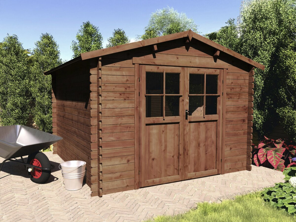 Abri de jardin en bois "Willow" - 9,3 m² - 28 mm - Marron