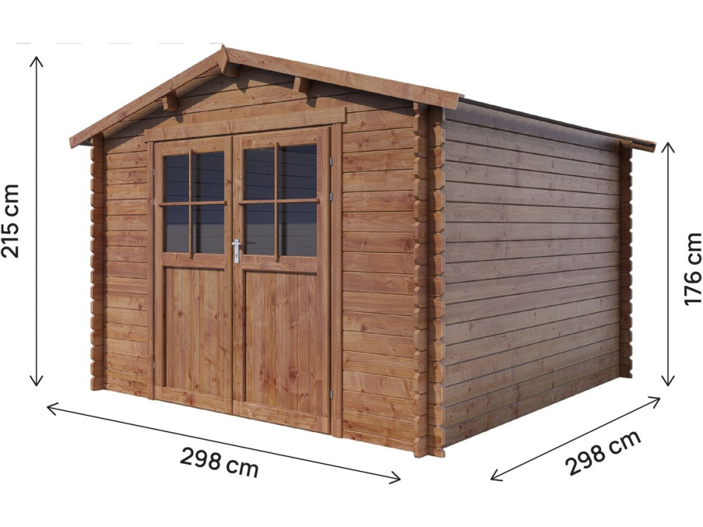 Abri de jardin en bois "Willow" - 9,3 m² - 28 mm - Marron