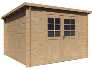 Abri de jardin en bois monopente "Rowan" - 9,5 m² - 28 mm - Beige