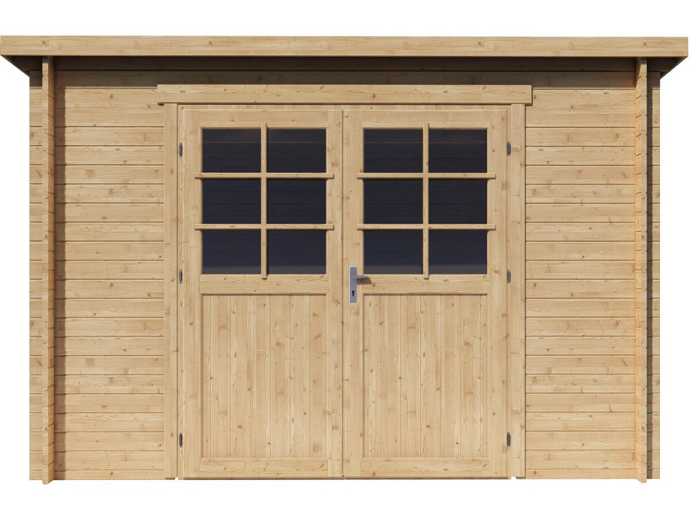 Abri de jardin en bois monopente "Rowan" - 9,5 m² - 28 mm - Beige
