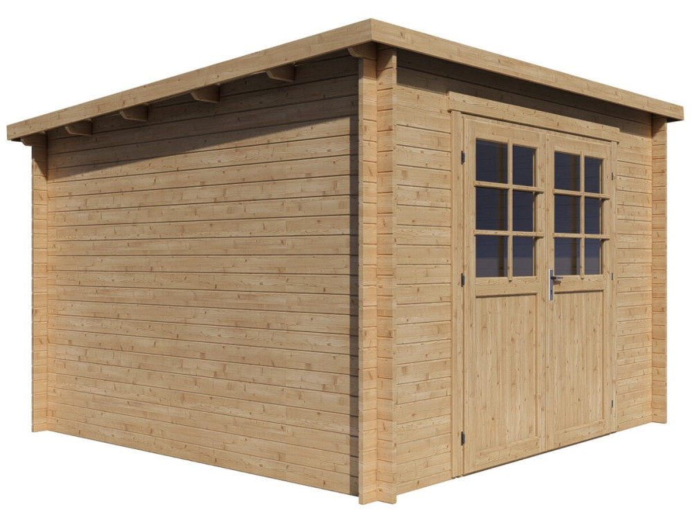 Abri de jardin en bois monopente "Rowan" - 9,5 m² - 28 mm - Beige