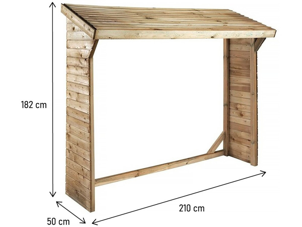 Abri bûches - 1.05 m² - 2.10 x 0.50 x 1.8 m- 2 Stères