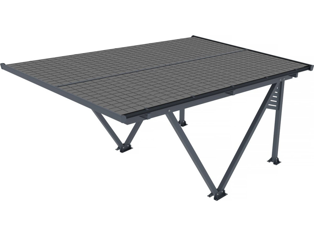 Ombrière Carport solaire avec panneaux photovoltaïques - 366 x 575 x 366 cm - Gris - 4,1 kW