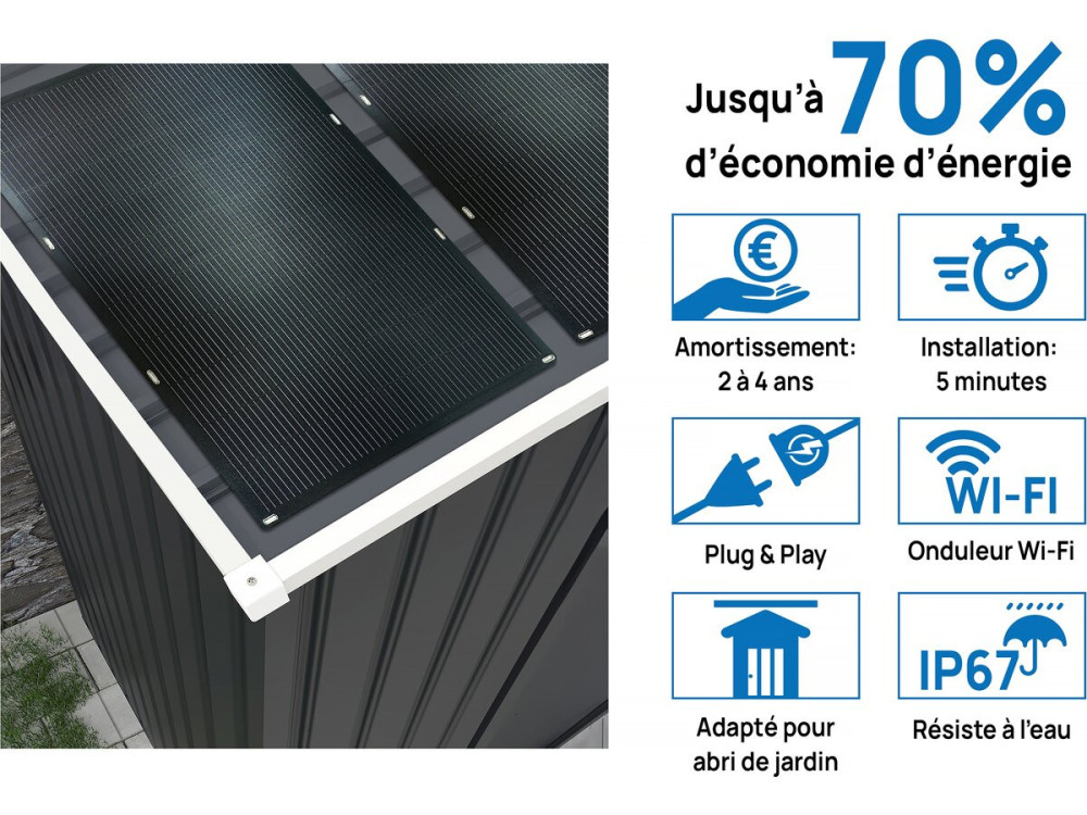 Garage métal " Houston" - 18,56 m² avec panneau solaire - Anthracite