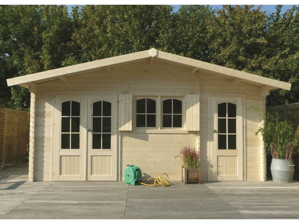 Abri jardin bois "Rostock" - 22.04 m² - 5.68 x 3.88 x 2.75 m - 40 mm