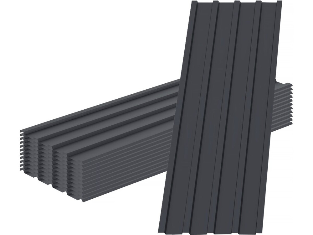 Lot de 12 tôles de bardage en acier galvanisé "Atlanta" - 129 x 42 cm - Gris