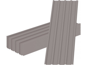 Lot de 12 tôles de bardage en acier galvanisé "Atlanta" - 129 x 42 cm - Taupe