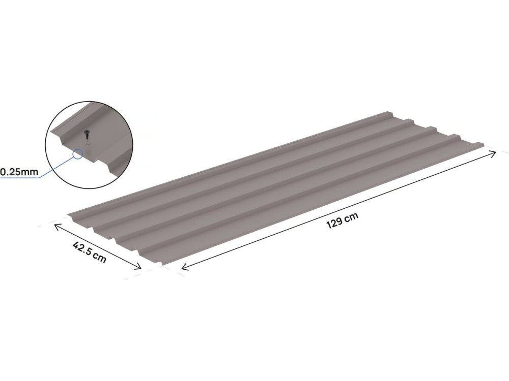 Lot de 12 tôles de bardage en acier galvanisé "Atlanta" - 129 x 42 cm - Taupe