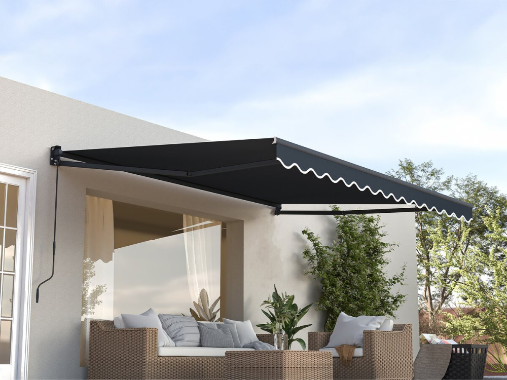 Auvent store banne rétractable en aluminium 2,5 x 3 m "Ombra 3" - Gris anthracite