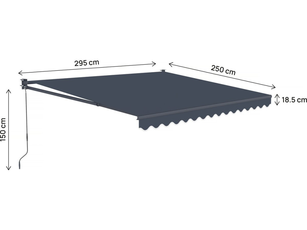 Auvent store banne rétractable en aluminium 2,5 x 3 m "Ombra 3" - Gris anthracite
