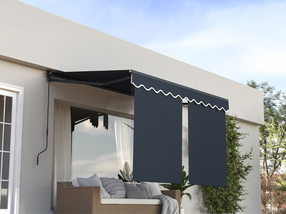 Store banne avec lambrequin en aluminium 2 x 3 m  "Shadow" - Gris anthracite