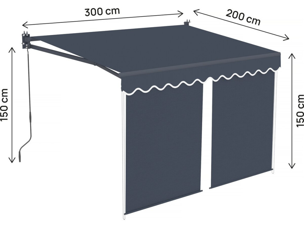 Store banne avec lambrequin en aluminium 2 x 3 m  "Shadow" - Gris anthracite