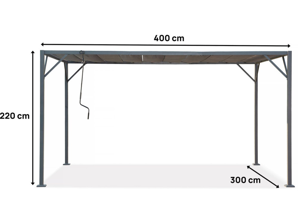 Pergola bioclimatique en tissu "Lodge" 3 x 4 m - Anthracite