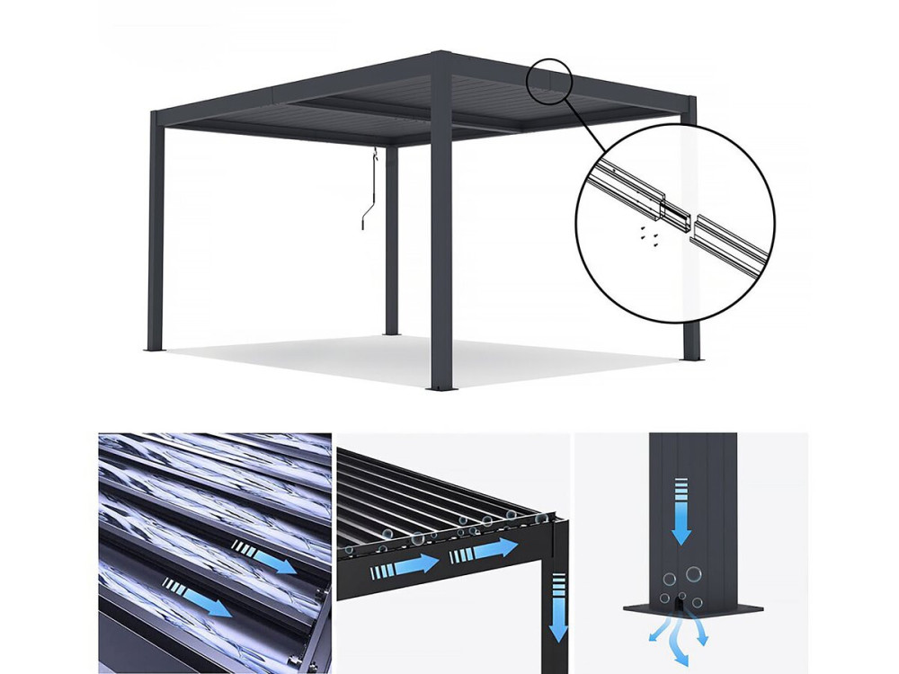 Pergola bioclimatique en aluminium "Windsor" - 3 x 4 m - Anthracite