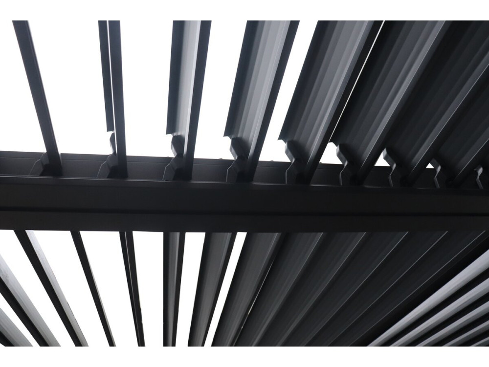 Pergola bioclimatique toit 2 pans "Victoria" en aluminium et métal- 3,5 x 4 m - Gris