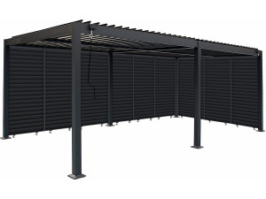 Pergola bioclimatique avec 9 persiennes en aluminium "Kensington" - 3 x 6 m - Gris