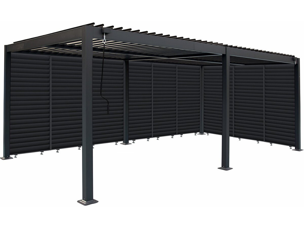 Pergola bioclimatique avec 9 persiennes en aluminium "Kensington" - 3 x 6 m - Gris