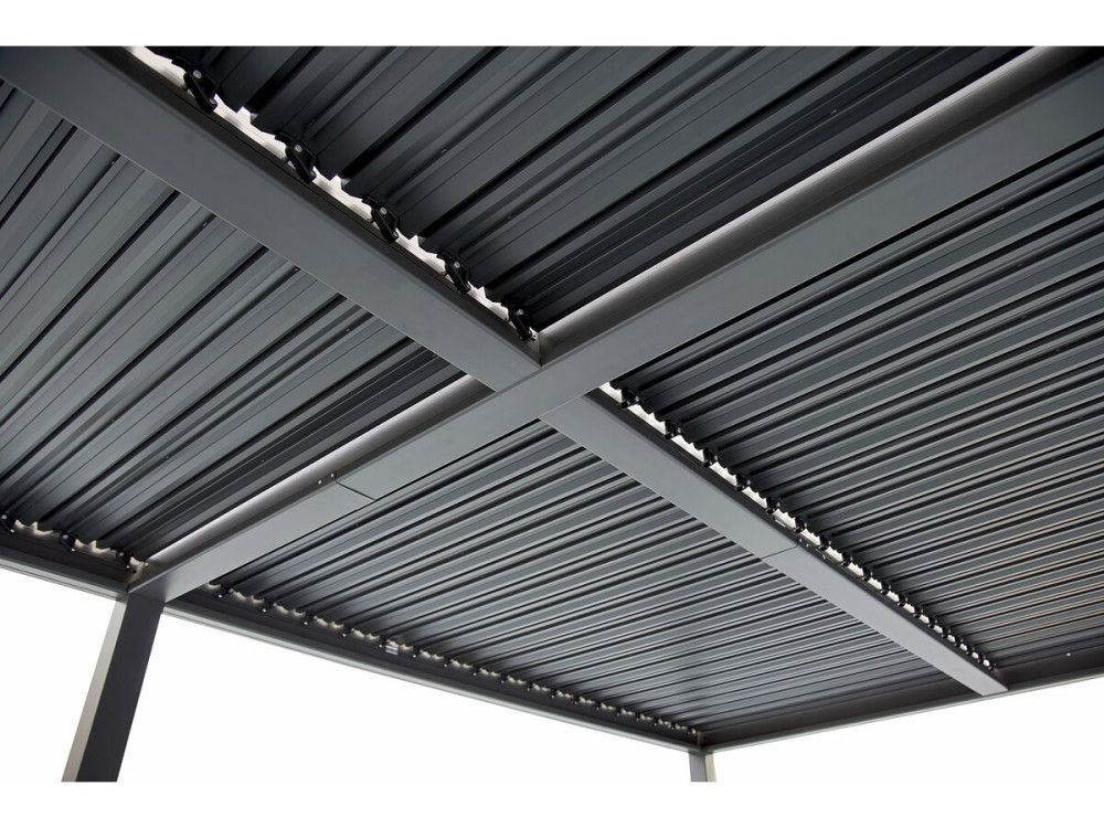 Pergola bioclimatique avec 9 persiennes en aluminium "Kensington" - 3 x 6 m - Gris