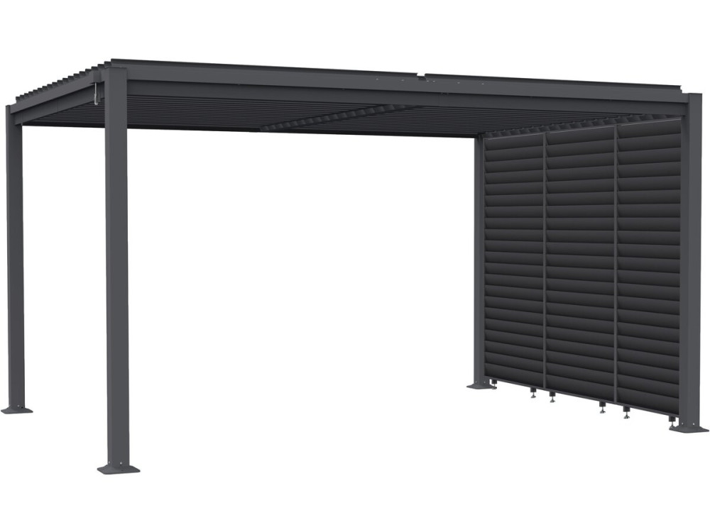 Pergola bioclimatique avec 3 persiennes en acier galvanisé "Howard" - 3 x 4 m - Gris