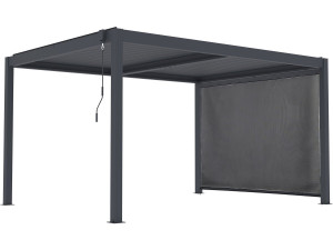 Pergola bioclimatique avec led et store en aluminium "Windsor premium" - 3 x 4 m - Gris