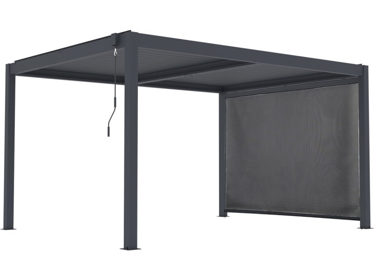 Pergola bioclimatique avec led et store en aluminium "Windsor premium" - 3 x 4 m - Gris